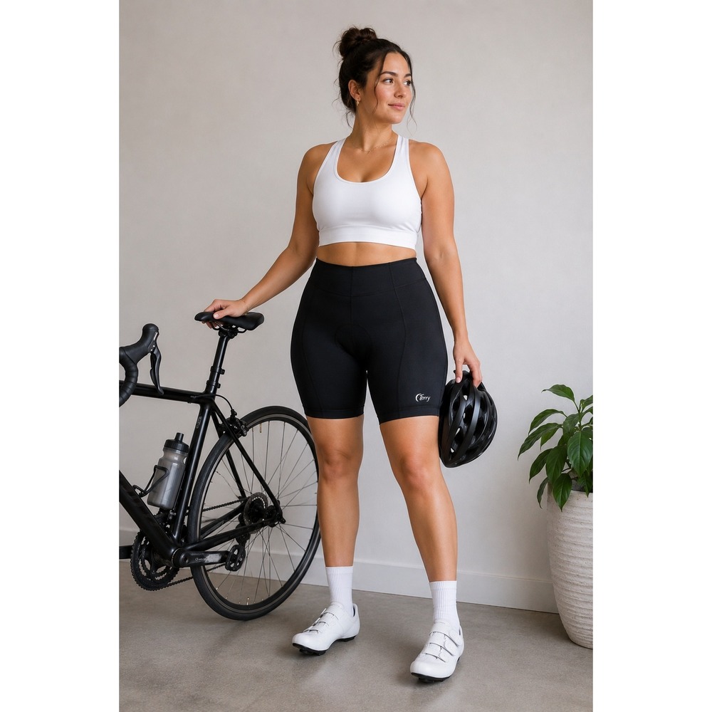 Terry Black Padded Cycling Shorts Women's XL Bike Biker Compression Performance